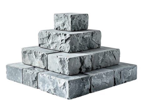 Gray stone blocks stacked in a pyramid shape (1)