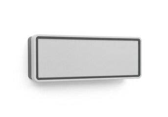 Fototapeta premium Modern blank signage panel mounted on wall, perfect for customizable business or office branding and information display.