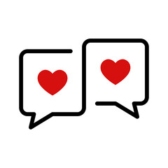 Chat and Heart icon. Speech Bubble and Like