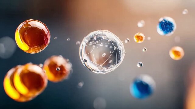 Microcosmic Marvel: Captivating close-up of vibrant, spherical cells, each a universe unto itself, floating in a surreal biological landscape. Delve into the beauty of life at its core.