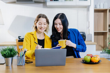 Diverse business team discussing on performance revenue in meeting. home office workplace lifestyle people.