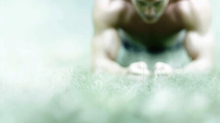 Fototapeta premium Focused Strength Training on Soft Grass