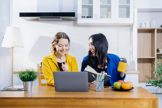 Diverse business team discussing on performance revenue in meeting. home office workplace lifestyle people.