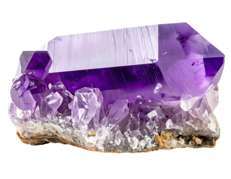 Purple amethyst crystal cluster