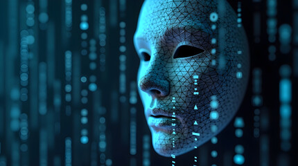 Ai mask representing artificial intelligence and data concept