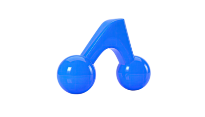 A stylized, vibrant blue music symbol, 3D rendered, against a stark black background