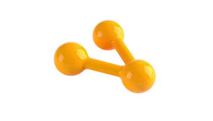 Glossy orange abstract shape of connected spheres, isolated against a black background
