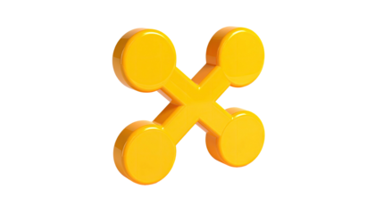 A bright yellow abstract shape of intersecting circles against a pure black background