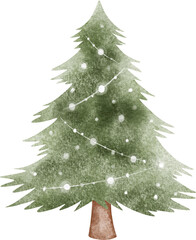 Watercolor Illustration of Christmas Tree
