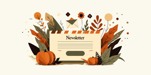 Autumn Newsletter Design Featuring Pumpkins and Foliage - Ideal for Seasonal Announcements and Marketing