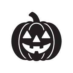 Jack-o'-lantern Silhouette Icon Vector on White Background