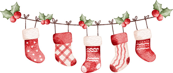 Watercolor Illustration Christmas Socks