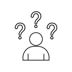 question. to ask questions. icons. look for answers to questions. frequently asked questions. icon with questions. banner. advertisement. black lines.