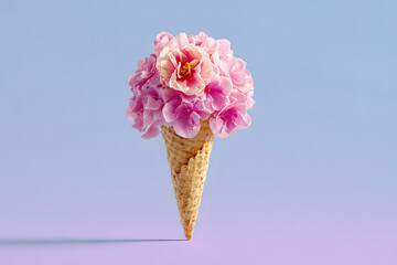 Flowers on an ice cream cone