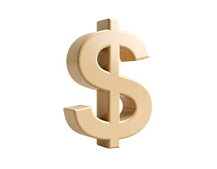 Gold dollar sign, 3D render