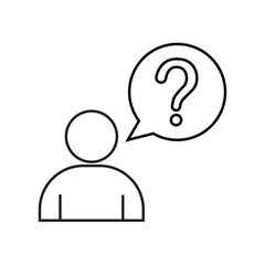 question. to ask questions. icons. look for answers to questions. frequently asked questions. icon with questions. banner. advertisement. black lines.