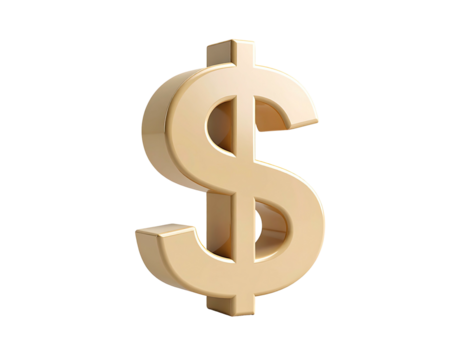 Gold dollar sign, 3D render
