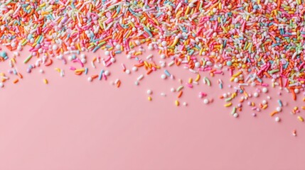 Colorful Sprinkles Creating a Gradient Pattern on Pink Surface