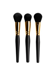 Black Makeup Brushes with Gold Accents on a transparent background