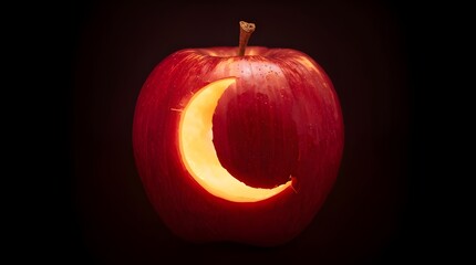 Apple with a Bite Shaped Like a Crescent Moon