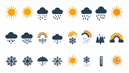 Flat Minimal Vector Weather Icon Set
