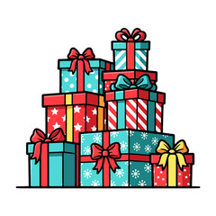 Festive Gift Pile A Stack of Christmas Presents and Holiday Surprises

