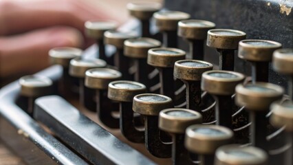 freedom movement poland Vintage typewriter keys with blurred hand in motion, evoking nostalgia and creativity.