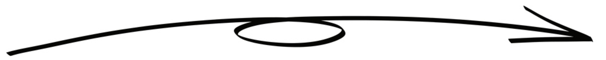 一周回って直進する手書きの長い矢印の線