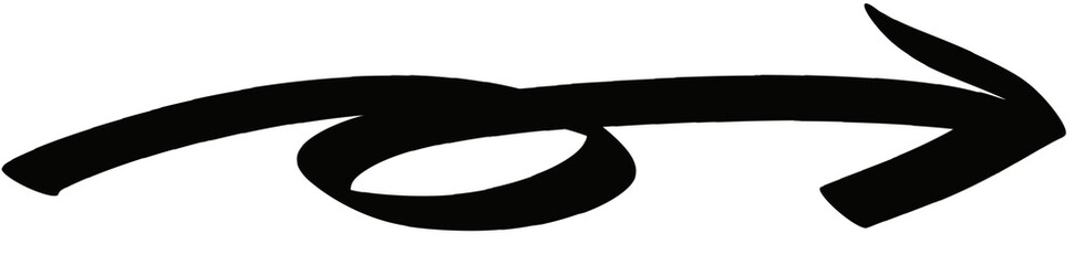 一周回ってカーブする手書きの太い矢印の線