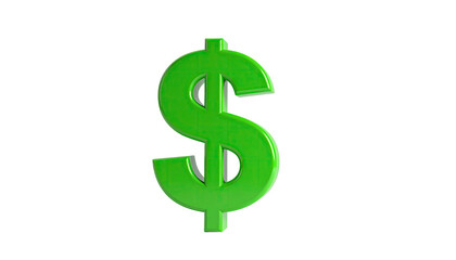 Bright green dollar sign with silver outline, centered on a black background