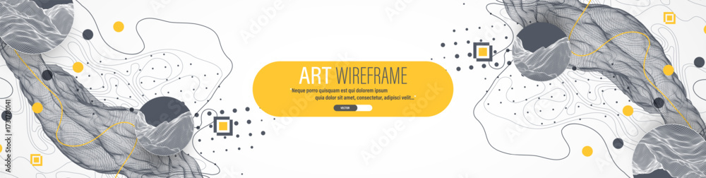 Wall mural the abstract wave is made in a frame style. template for science and technology presentation. vector