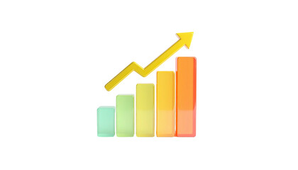 A graphic of a rising bar chart with an upward-pointing golden arrow