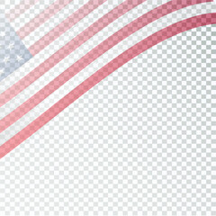 Fototapeta premium USA flag waving with empty space on transparent background. Vector