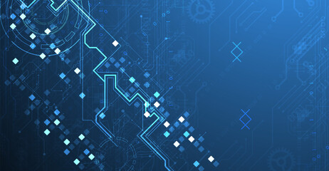 Abstract background. Scientific and technological concept with the use of technical elements formed in the shape of a circle. Vector