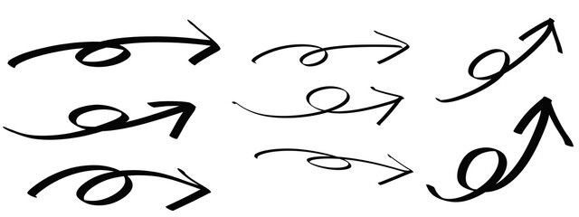 手書きの上昇するくるくる矢印のセット
