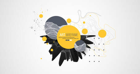 Modern science and technology background. Abstract art sphere. Wireframe theme.