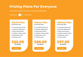 plan pricing table template design