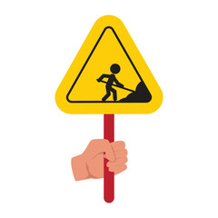 Caution construction ahead placard for websites, apps, banners, notices