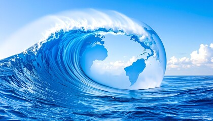 Earth in a giant ocean wave