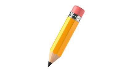 A yellow pencil with a pink eraser, tilted against a solid black background