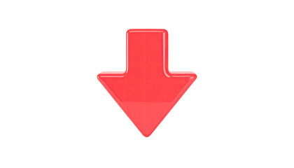 A shiny red arrow pointing downwards against a black background, with a slight glow