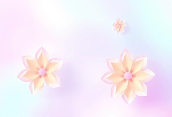 Fototapeta premium Pastel holographic gradient background with geometric flower shapes, ideal for cosmetic ads, flower, shimmer