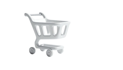 Rendered, white, 3D shopping cart, isolated on a black background