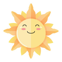 Cute sunshine mascot for weather apps, stickers, baby products.