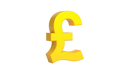 A three-dimensional, golden-yellow symbol representing the currency pound sterling