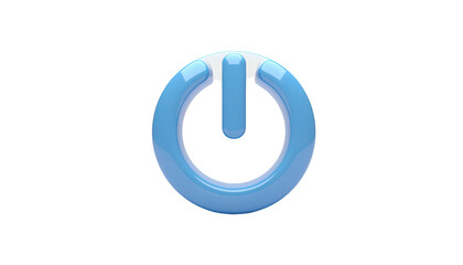 Glossy, light blue power symbol icon, on black, indicating on/off functionality