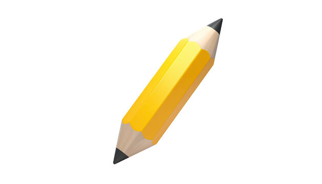 3D-rendered yellow pencil with black tip & eraser, slanted on black background - Powered by Adobe