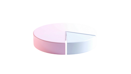 3D-rendered graphic of a pie chart divided into two sections on black backdrop