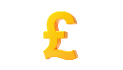 A vibrant, golden, 3D pound sign floats against a stark black background