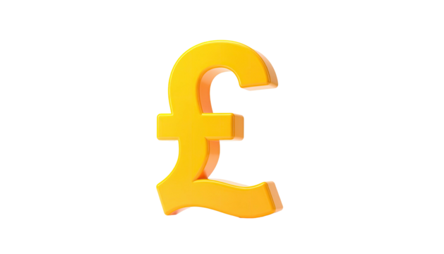 A vibrant, golden, 3D pound sign floats against a stark black background